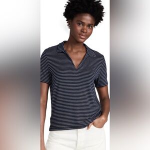 rag & bone Women's Top Sz L The Knit Stripe  Nautical Polo